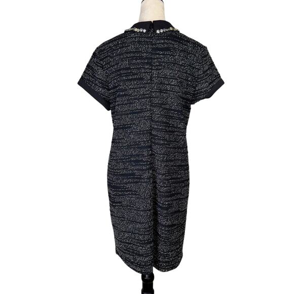 Maison Jules Black White Tweed Texture Collared Mini Shift Dress UPCYCLED - Picture 6 of 12